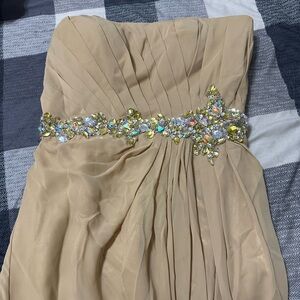 May Queen Champagne Gown with Crystal Embellishments Dress